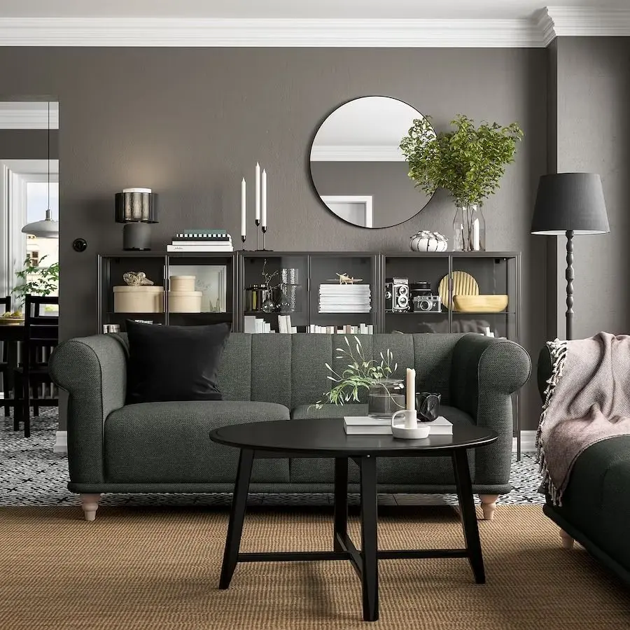 Canapea Ikea Viskafors 2-locuri (Lejde Gri/Verde/Mesteacan)