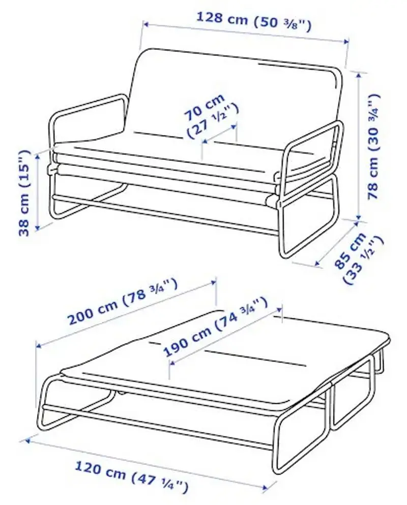 Canapea extensibila Ikea Hammarn 120cm (Knisa Gri Inchis/Negru)