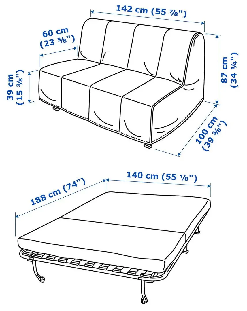 Диван раскладной Ikea Lycksele Lovas 2-местный (Ранста Натуральный)