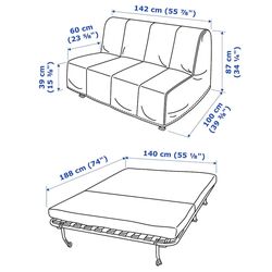 Canapea extensibila Ikea Lycksele Murbo 2-locuri (Knisa Gri) Thumb