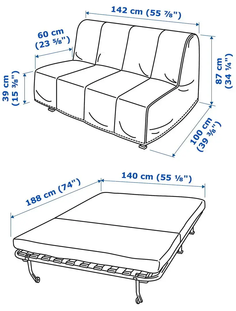 Диван раскладной Ikea Lycksele Murbo 2-местный (Ранста Натуральный)