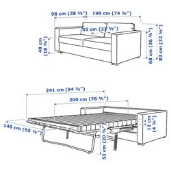 Диван раскладной Ikea Vimle 2-местный (Гранн/Бумстад Черный) Thumb