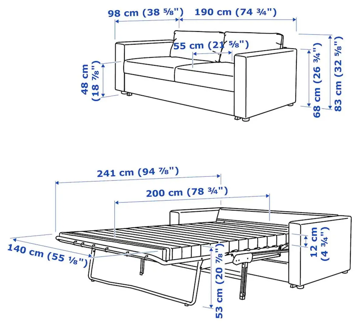 Диван раскладной Ikea Vimle 2-местный (Гранн/Бумстад Черный)