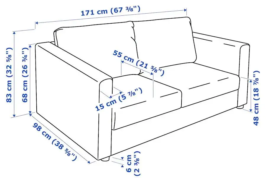 Canapea Ikea Vimle 2 locuri (Saxemara Negru-Albastru)