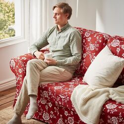 Canapea extensibila Ikea Vretstorp 3-locuri (Virestad Rosu/Alb) Thumb