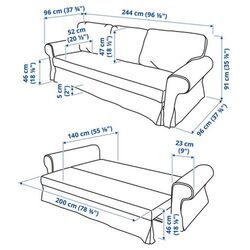 Canapea extensibila Ikea Vretstorp 3-locuri (Virestad Rosu/Alb) Thumb