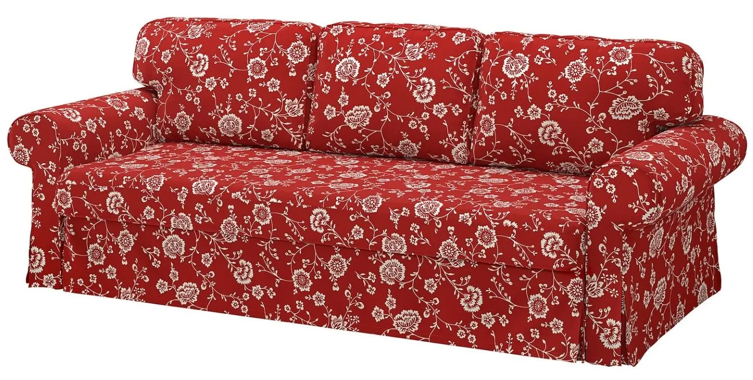 Canapea extensibila Ikea Vretstorp 3-locuri (Virestad Rosu/Alb)
