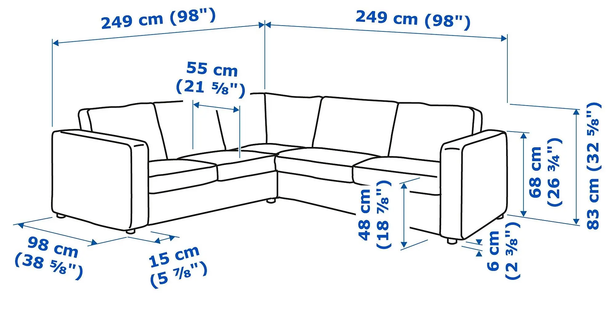 Canapea colt Ikea Vimle 4-locuri (Gunnared Bej)