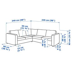 Canapea colt Ikea Vimle 4-locuri (Hallarp Bej) Thumb