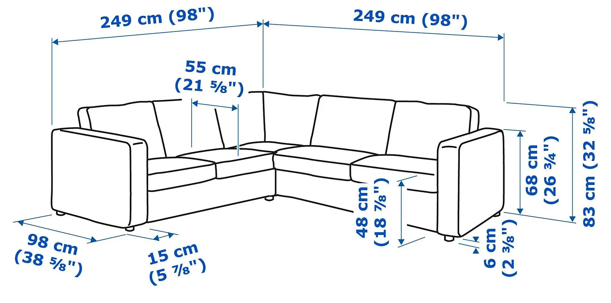 Canapea colt Ikea Vimle 4-locuri (Hallarp Bej)