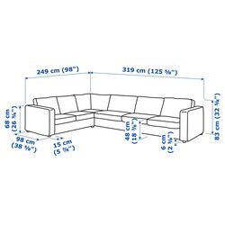 Canapea colt Ikea Vimle 5-locuri (Gunnared Gri Mediu) Thumb