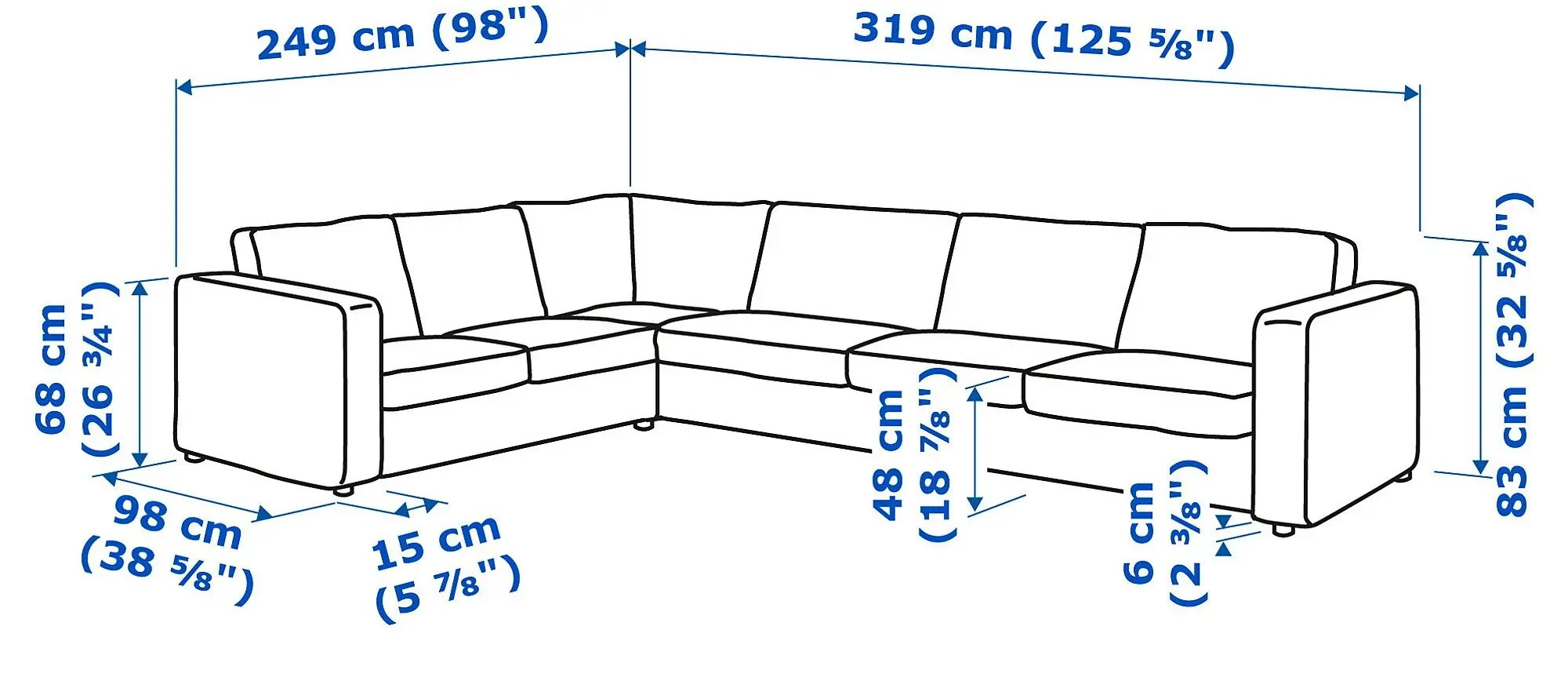 Canapea colt Ikea Vimle 5-locuri (Hallarp Gri)