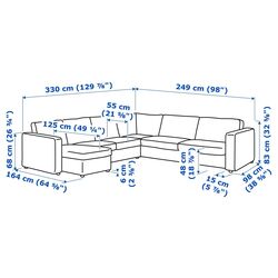 Canapea colt Ikea Vimle 5-locuri/sezlong (Gunnared Gri Mediu) Thumb