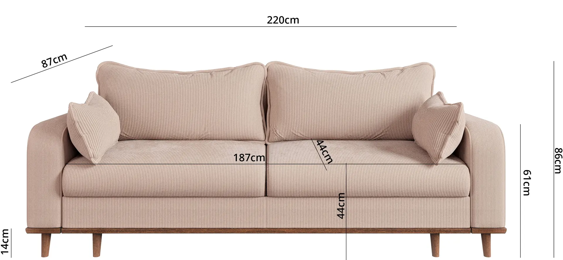 Диван Inspira Furniture Beata 4 Seater Fjord 23 (Beige)