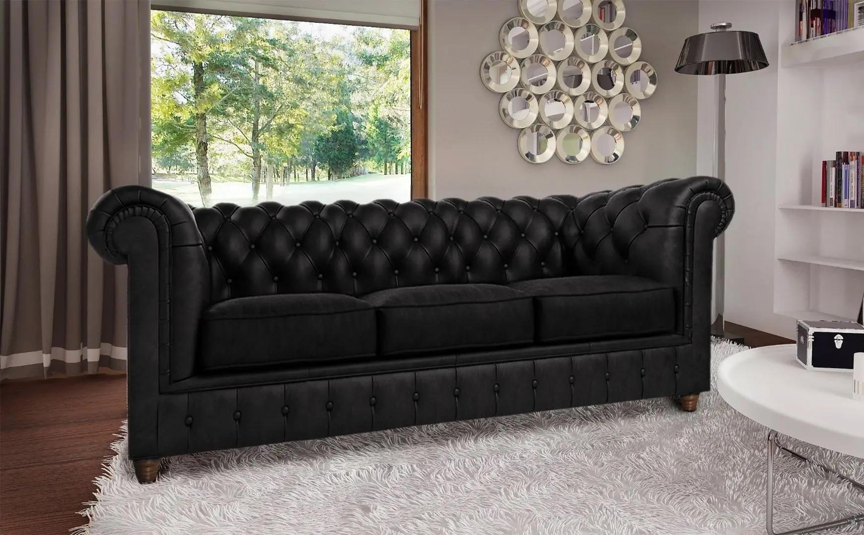 Диван Inspira Furniture Cambridge 3 Seater Riviera 100 (Black)