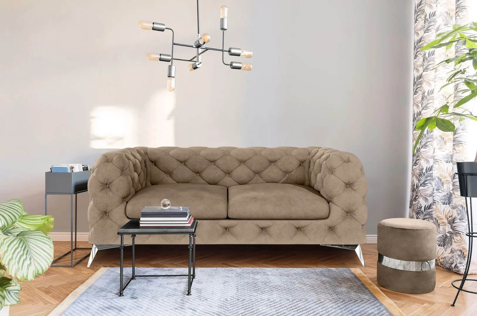 Диван Inspira Furniture Chelsea 2 Seater Riviera 24 (Beige/Silver)