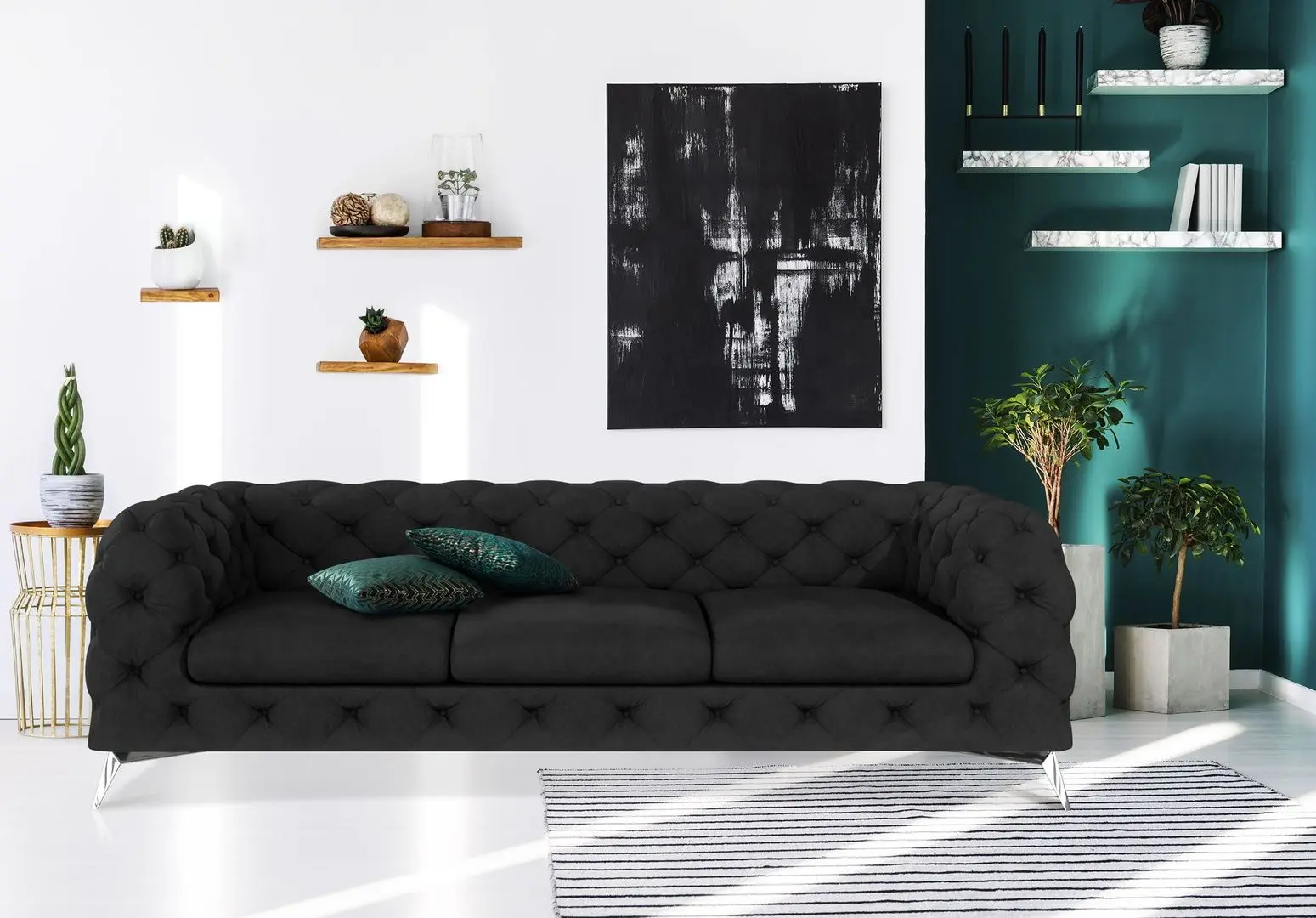 Диван Inspira Furniture Chelsea 3 Seater Riviera 100 (Black)