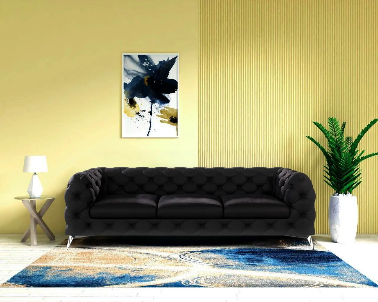 Диван Inspira Furniture Chelsea 3 Seater Riviera 100 (Black)