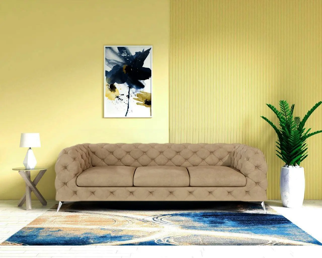 Canapea Inspira Furniture Chelsea 3 Seater Riviera 24 (Beige/Silver)