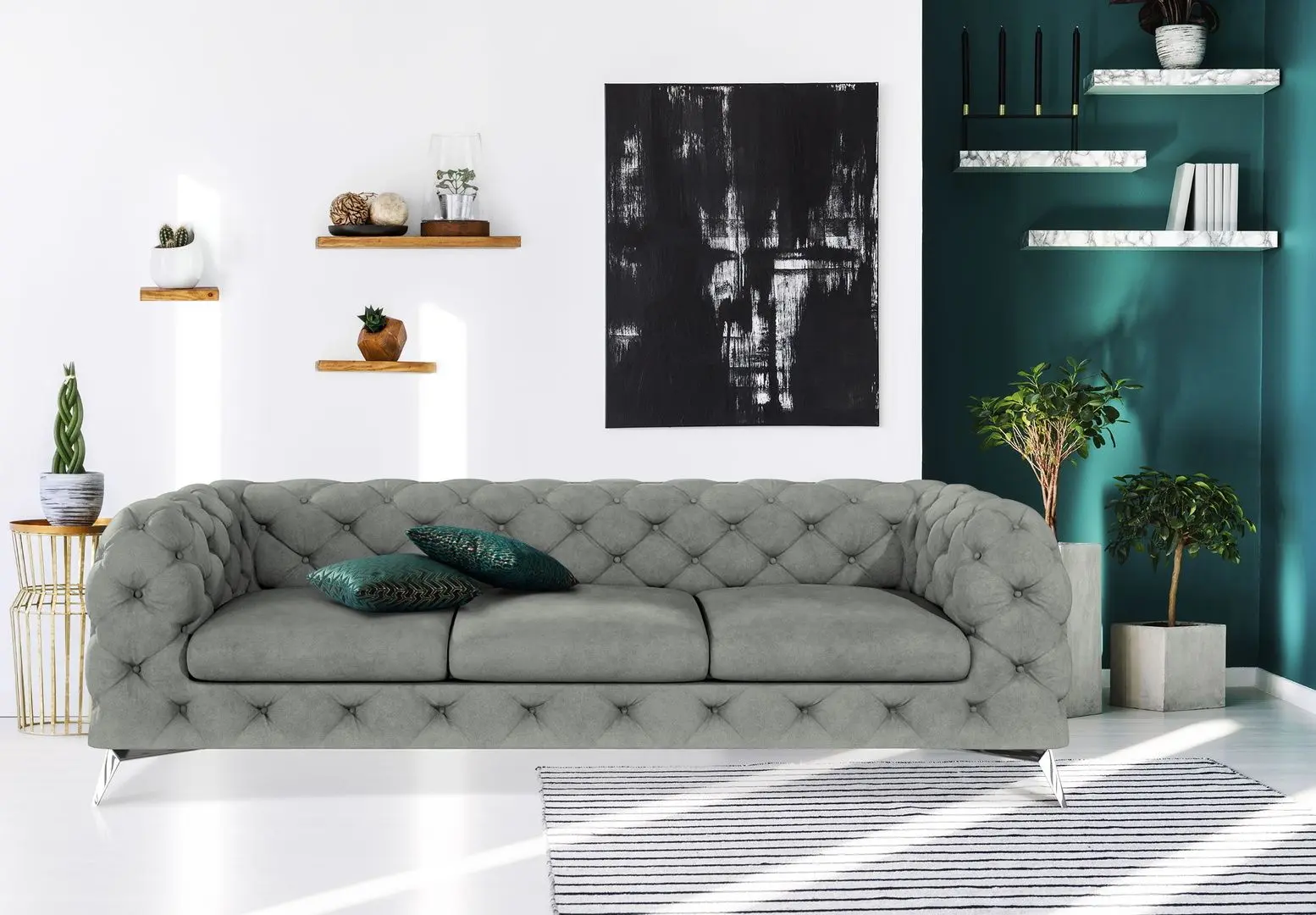 Canapea Inspira Furniture Chelsea 3 Seater Riviera 91 (Gray)