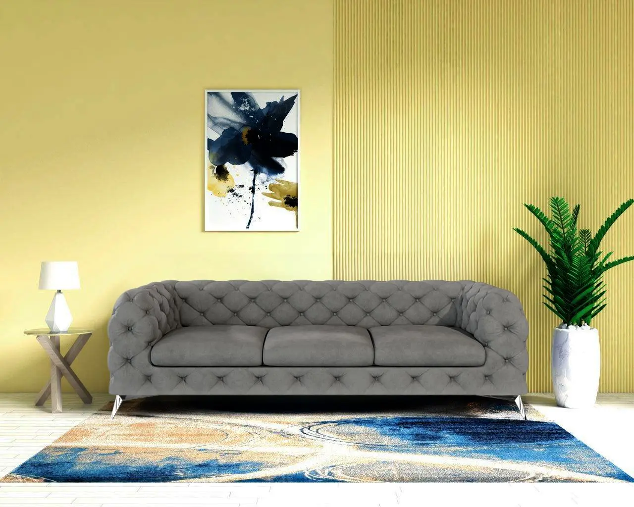 Canapea Inspira Furniture Chelsea 3 Seater Riviera 91 (Gray)