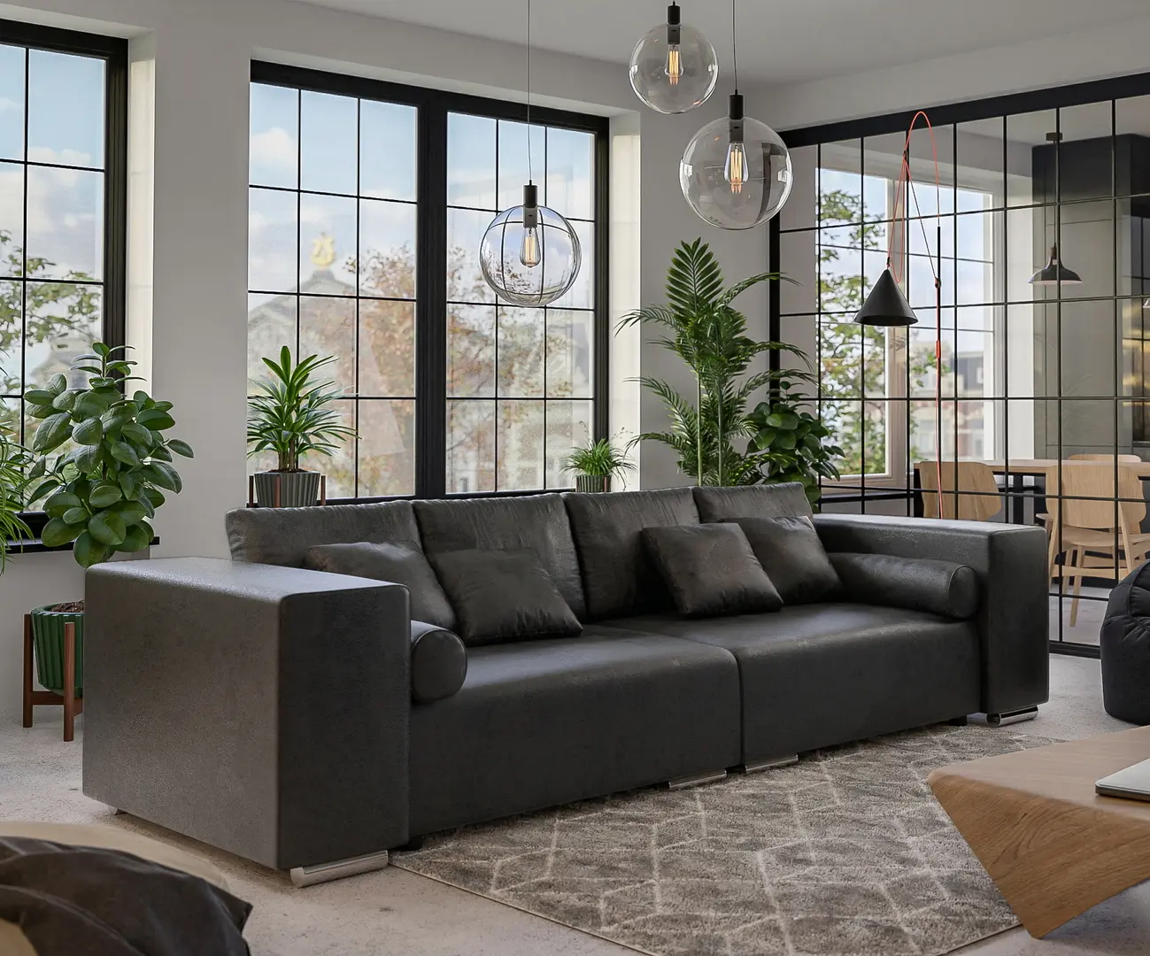 Canapea Inspira Furniture Jumbo 5 Seater Gobi 97 (Anthracite)