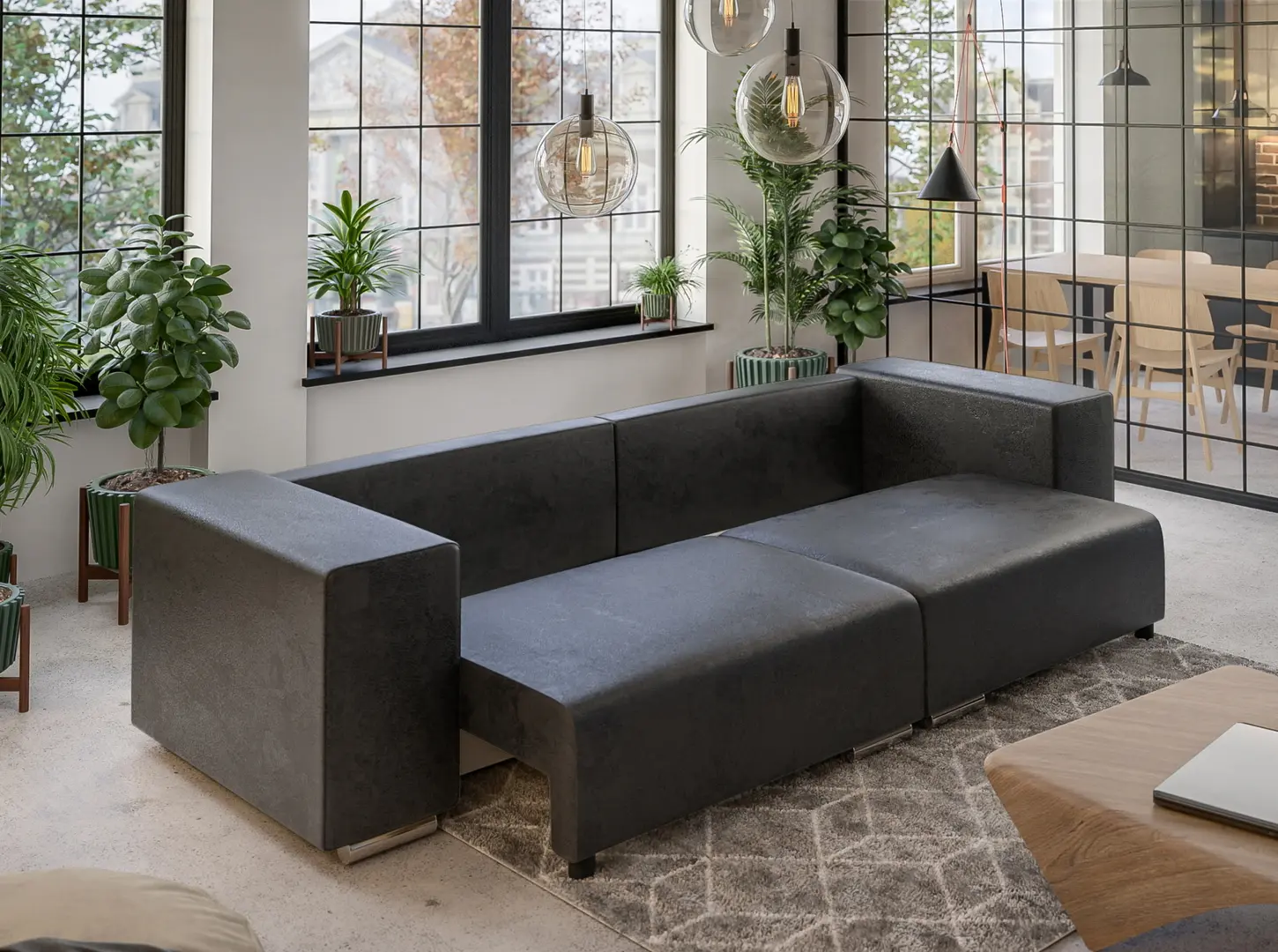 Canapea Inspira Furniture Jumbo 5 Seater Gobi 97 (Anthracite)