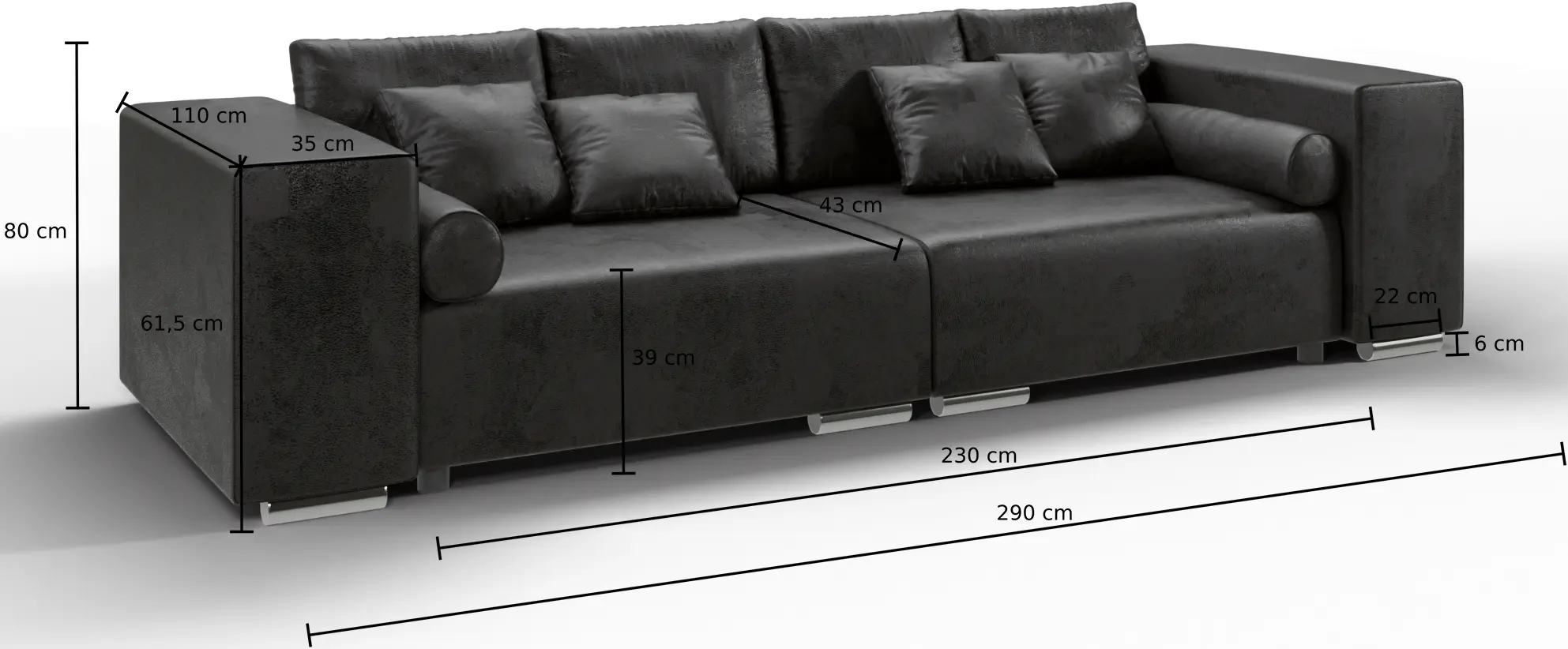 Canapea Inspira Furniture Jumbo 5 Seater Gobi 97 (Anthracite)