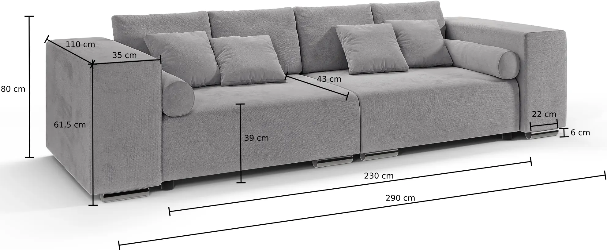 Canapea Inspira Furniture Jumbo SF 5 Seater Enjoy 21 (Grey)
