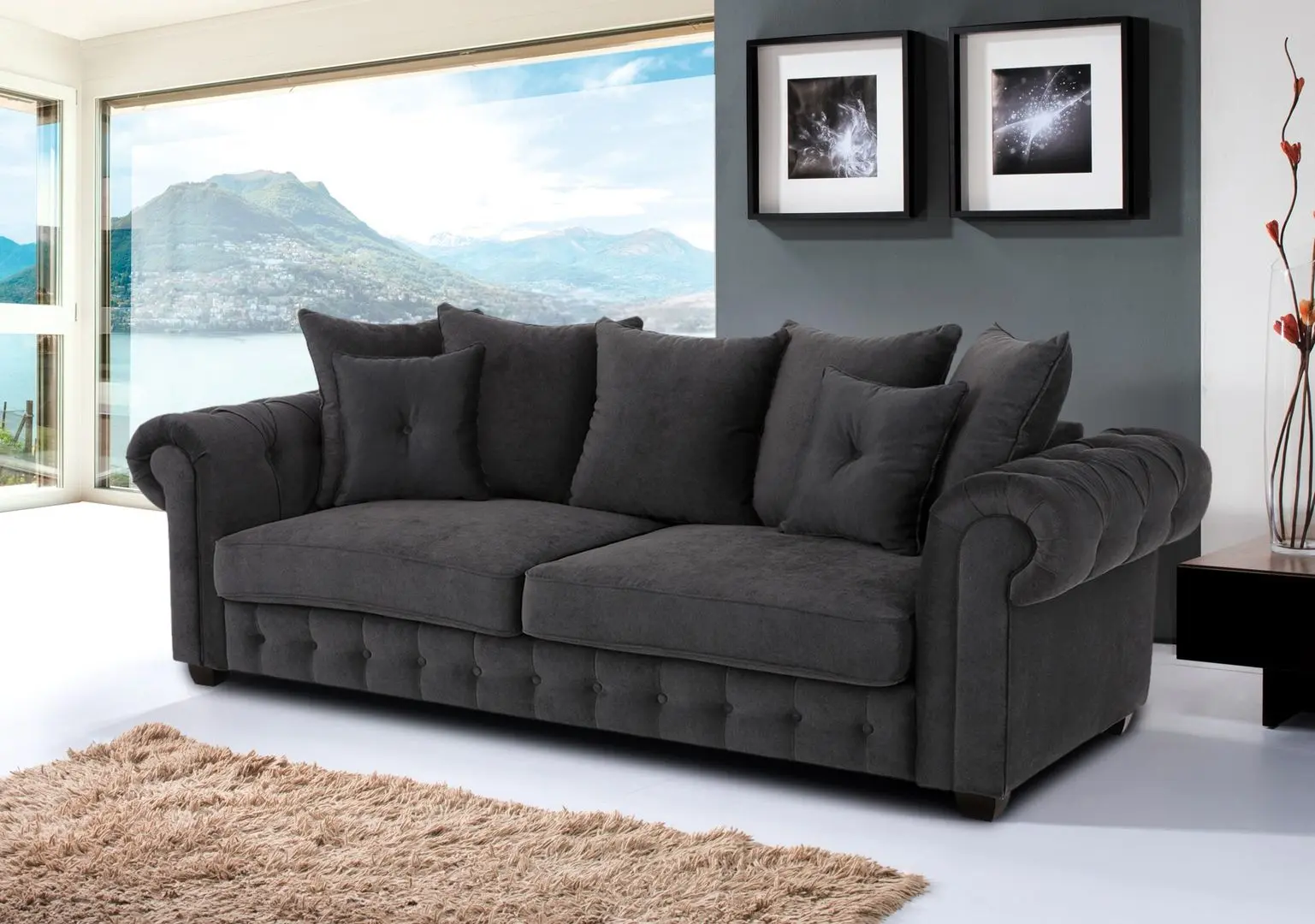 Canapea Inspira Furniture Leicester 2.5 Seater Cosmic 101 (Graphite)