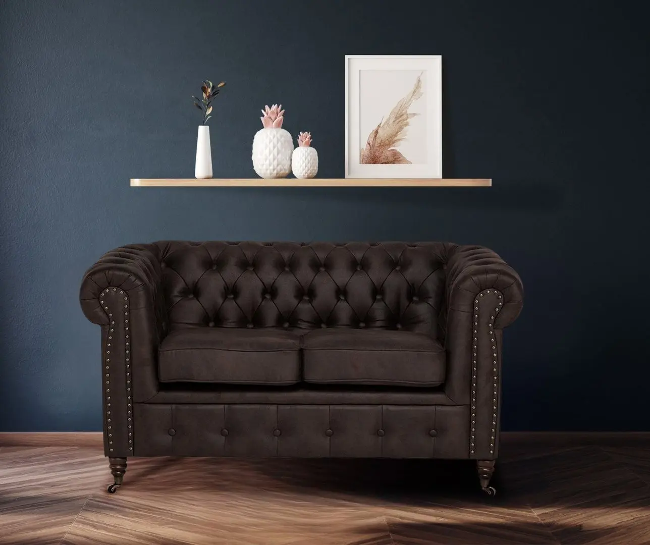 Canapea Inspira Furniture Oxford 2 Seater with Casters Gobi 04 (Brown)