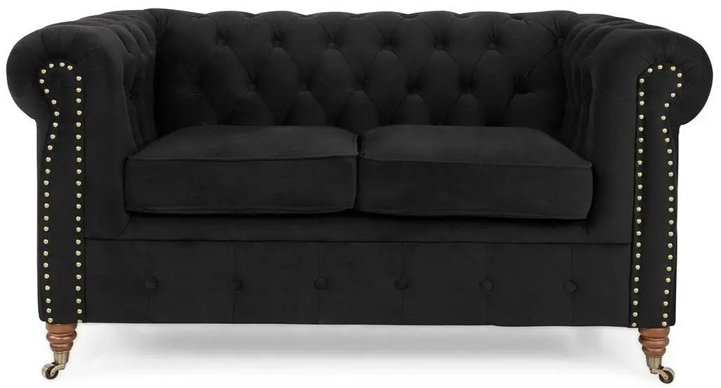 Canapea Inspira Furniture Oxford 2 Seater with Casters Riviera 100 (Black)