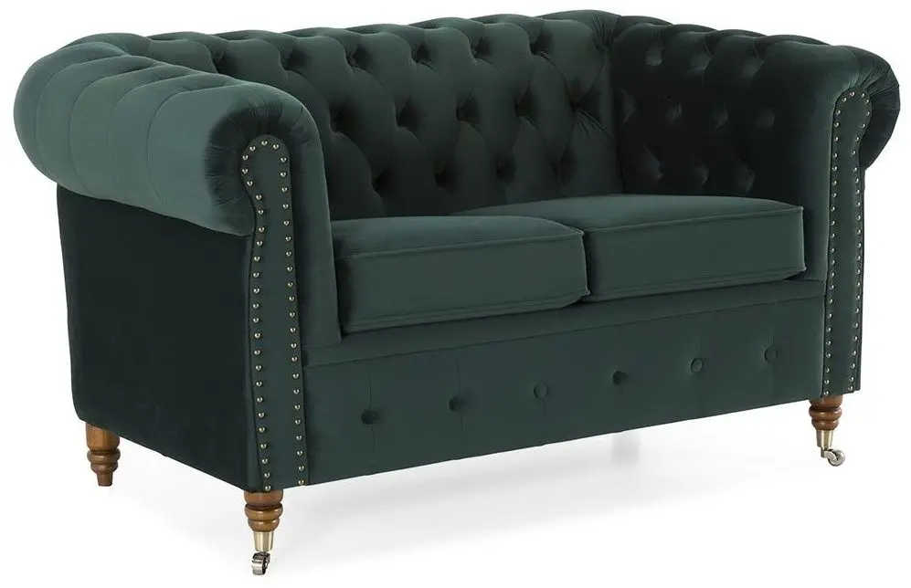 Canapea Inspira Furniture Oxford 2 Seater with Casters Riviera 38 (Dark Green)