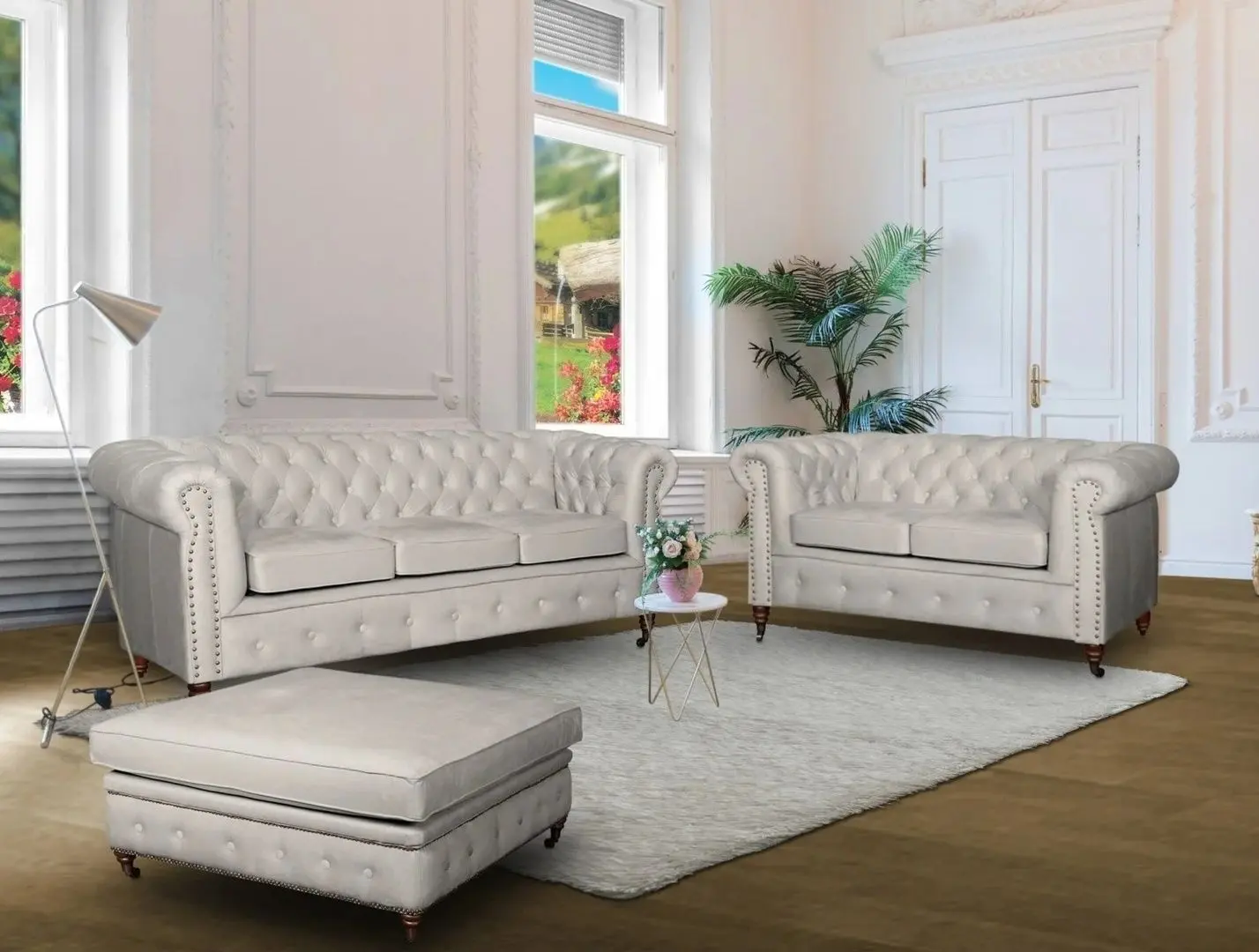 Диван Inspira Furniture Oxford 3 Seater with Casters/York Amore 31 (Grey)