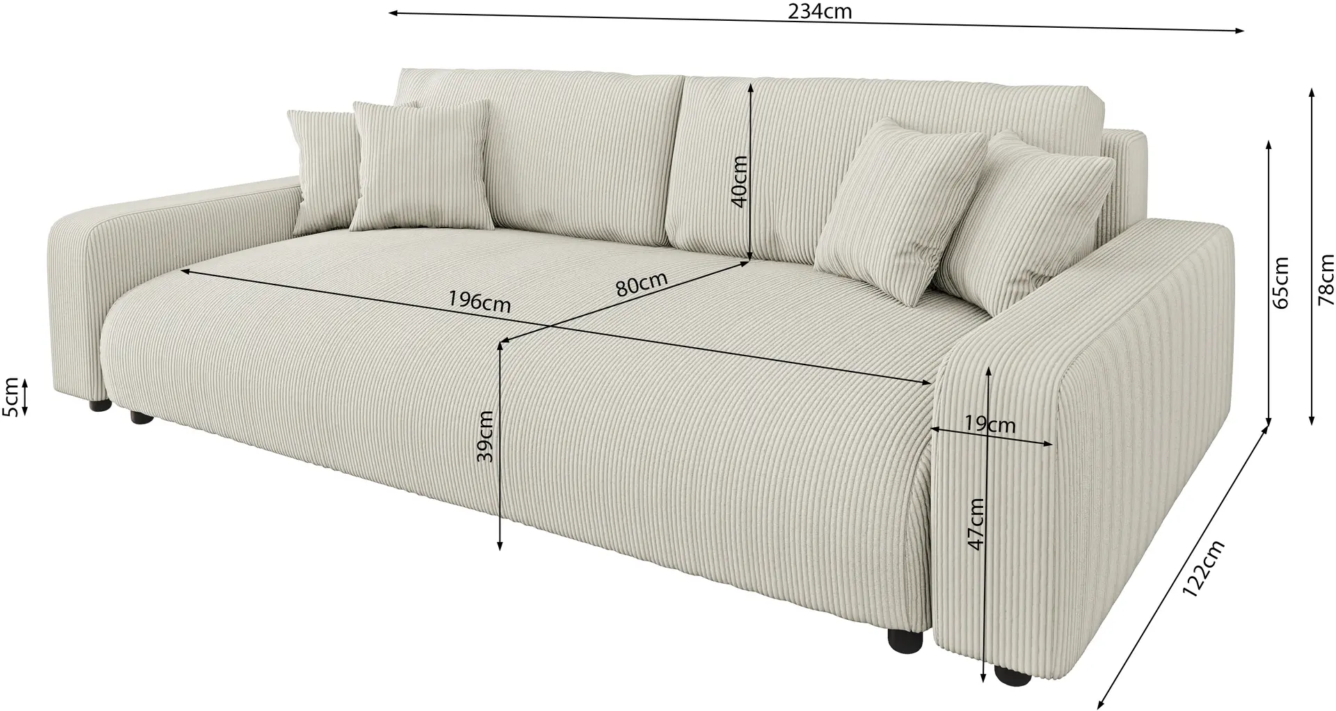 Диван Inspira Furniture Sara 4 Seater Lincoln 03 (Beige)