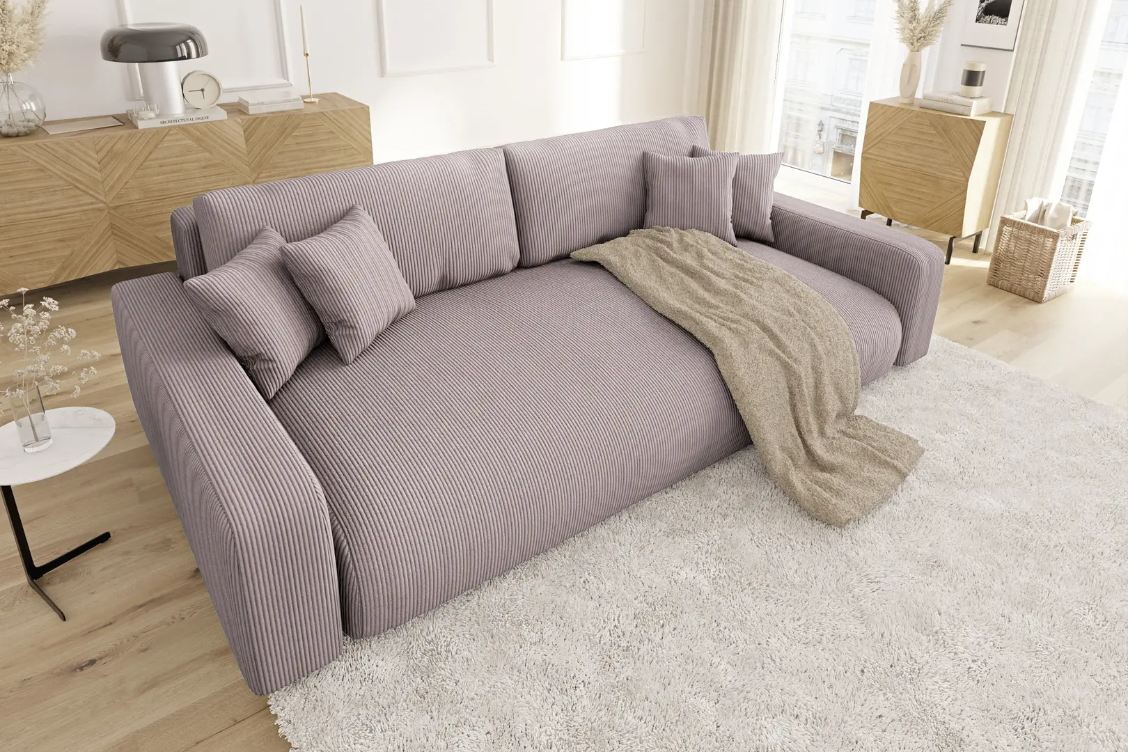 Canapea Inspira Furniture Sara 4 Seater Lincoln 61 (Pink)