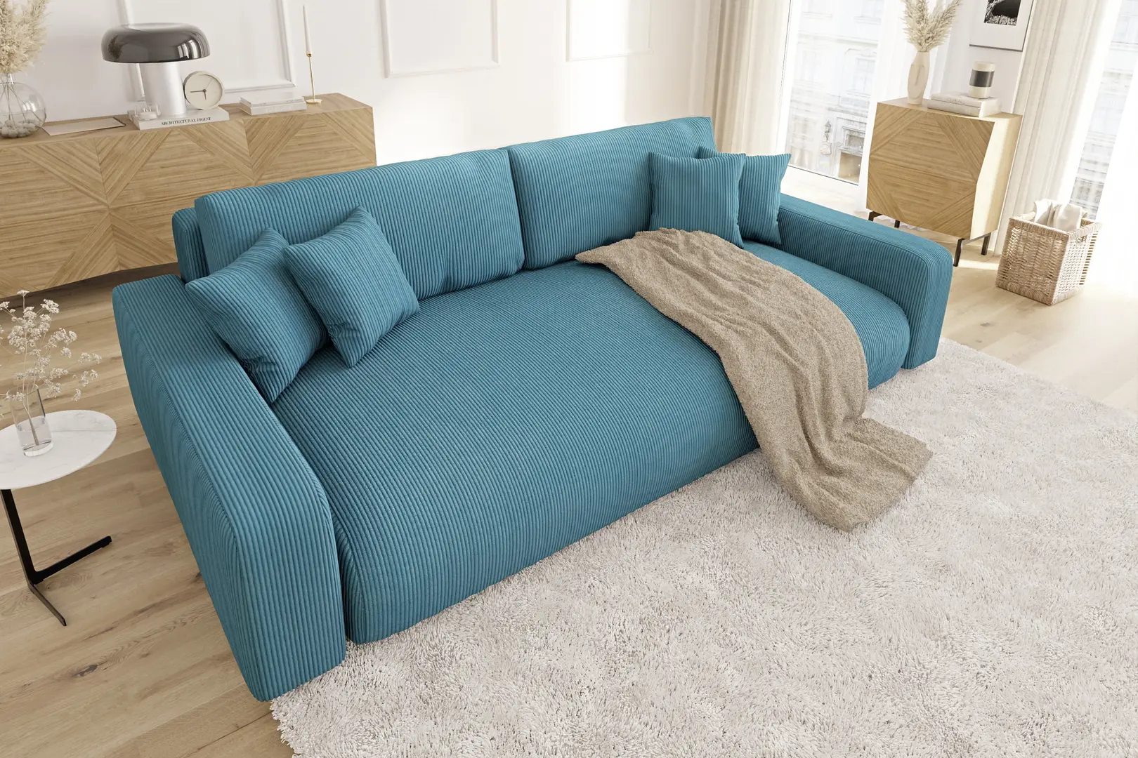 Canapea Inspira Furniture Sara 4 Seater Lincoln 75 (Turquoise)