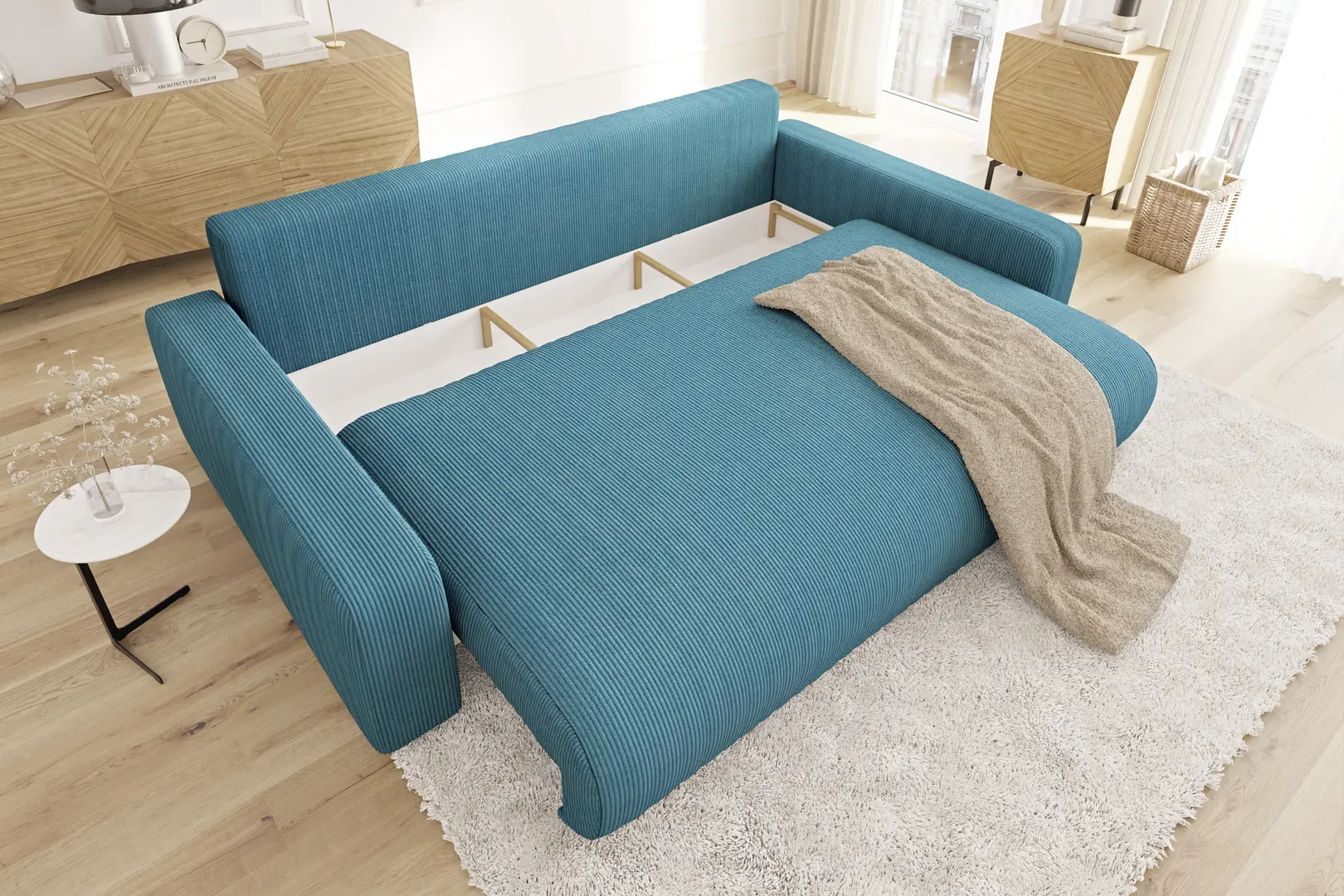Canapea Inspira Furniture Sara 4 Seater Lincoln 75 (Turquoise)
