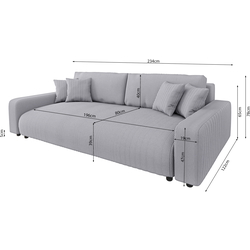 Canapea Inspira Furniture Sara 4 Seater Lincoln 86 (Grey) Thumb