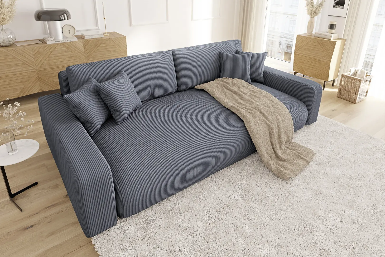 Canapea Inspira Furniture Sara 4 Seater Lincoln 90 (Dark Grey)