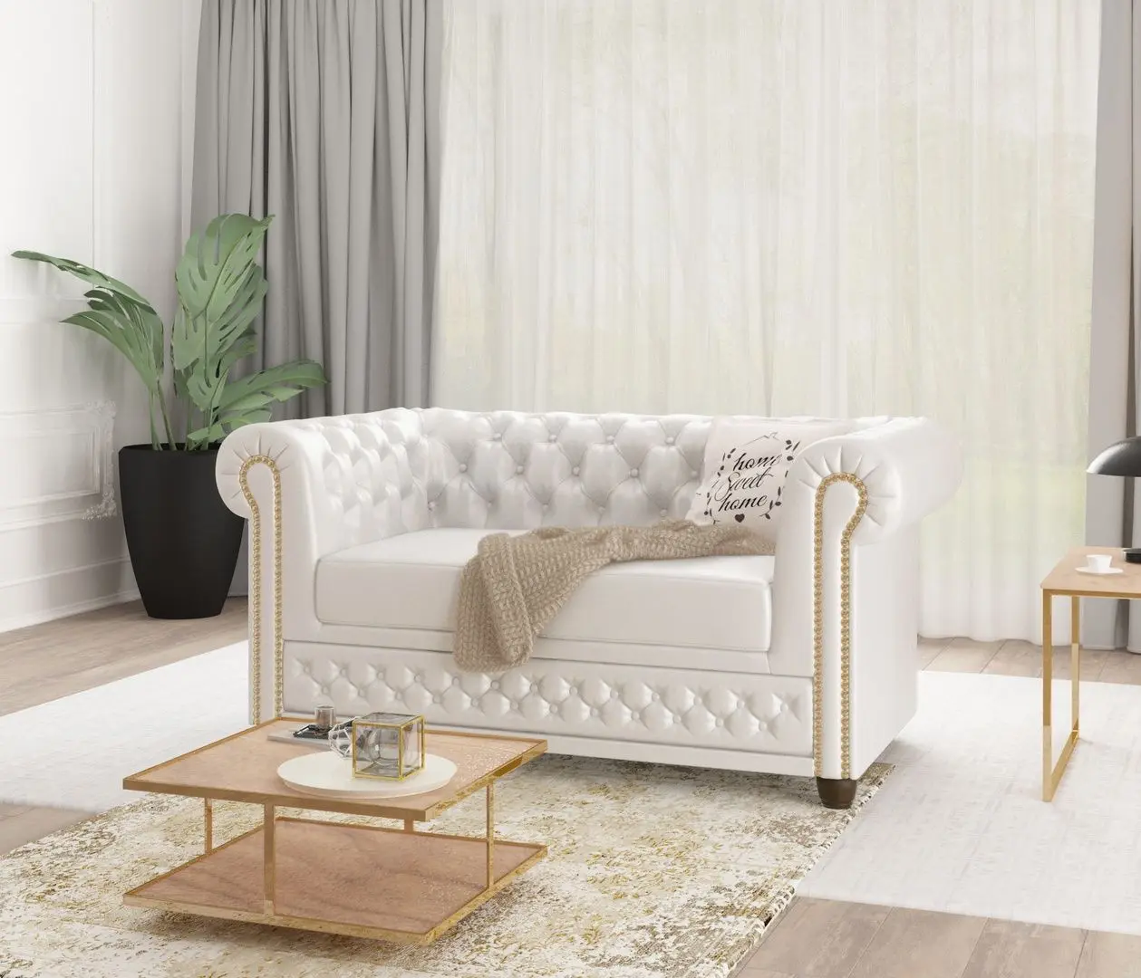 Canapea Inspira Furniture York 2 Seater MG 0 (White)