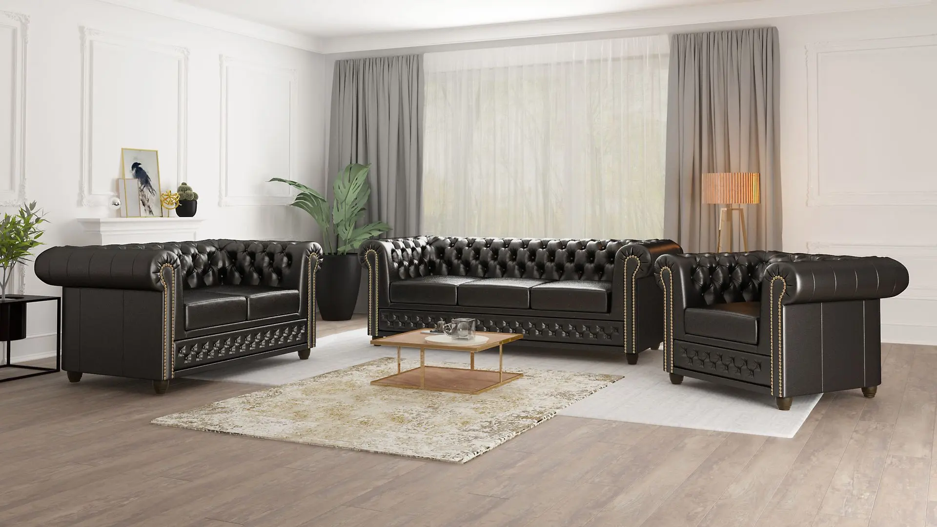 Canapea Inspira Furniture York 2 Seater MG 13 (Black)