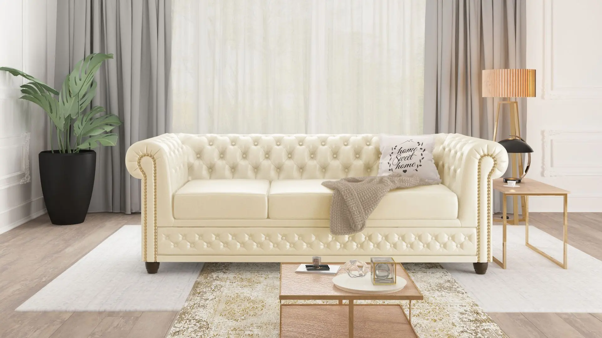 Canapea Inspira Furniture York 3 Seater MG 1 (Cream)