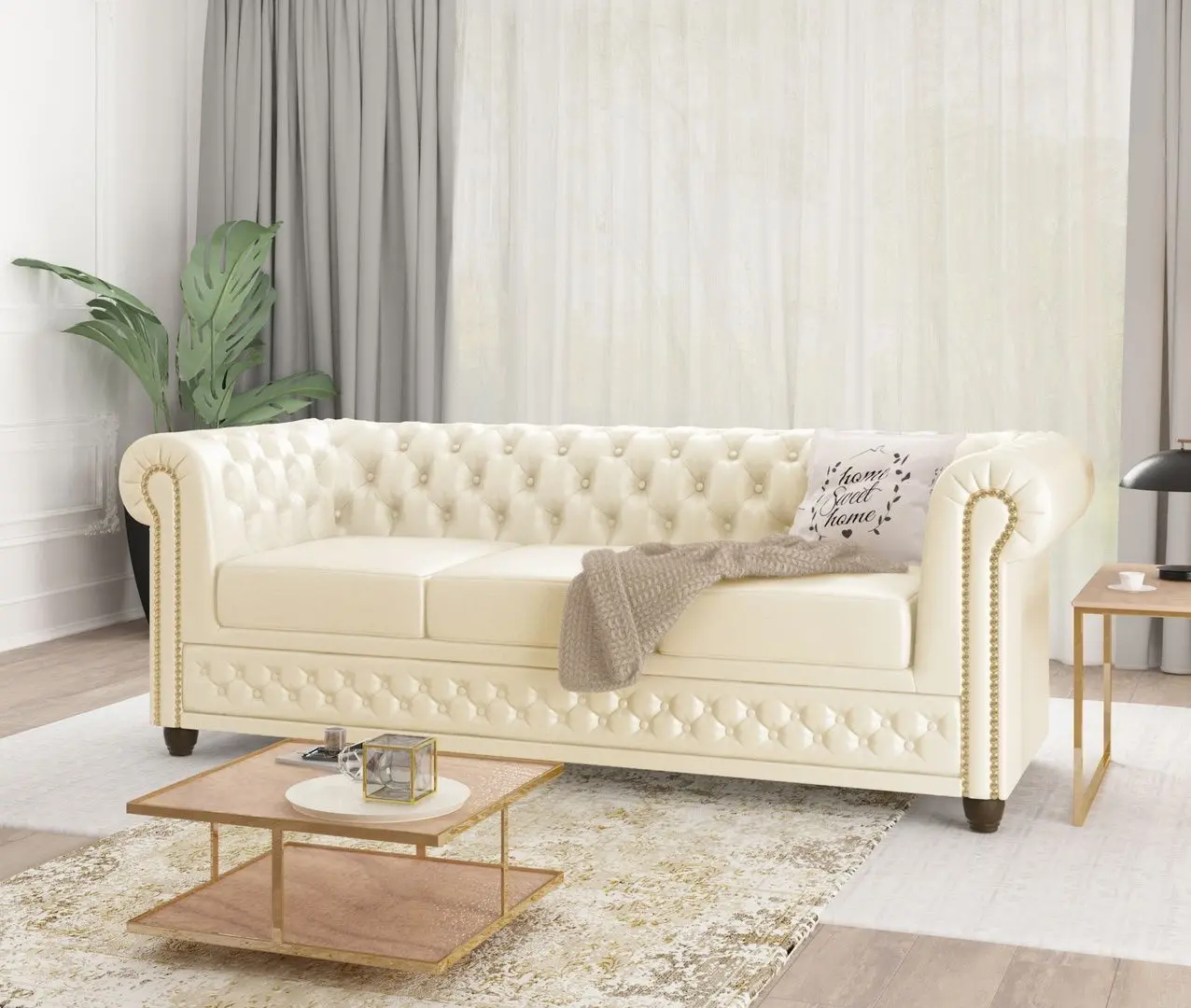 Canapea Inspira Furniture York 3 Seater MG 1 (Cream)
