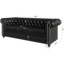 Диван Inspira Furniture York 3 Seater MG 13 (Black) Thumb