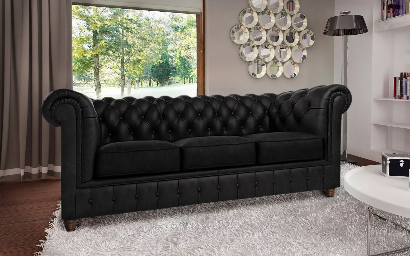 Canapea extensibila Inspira Furniture Cambridge 3 Seater 140x187 Riviera 100 (Black)