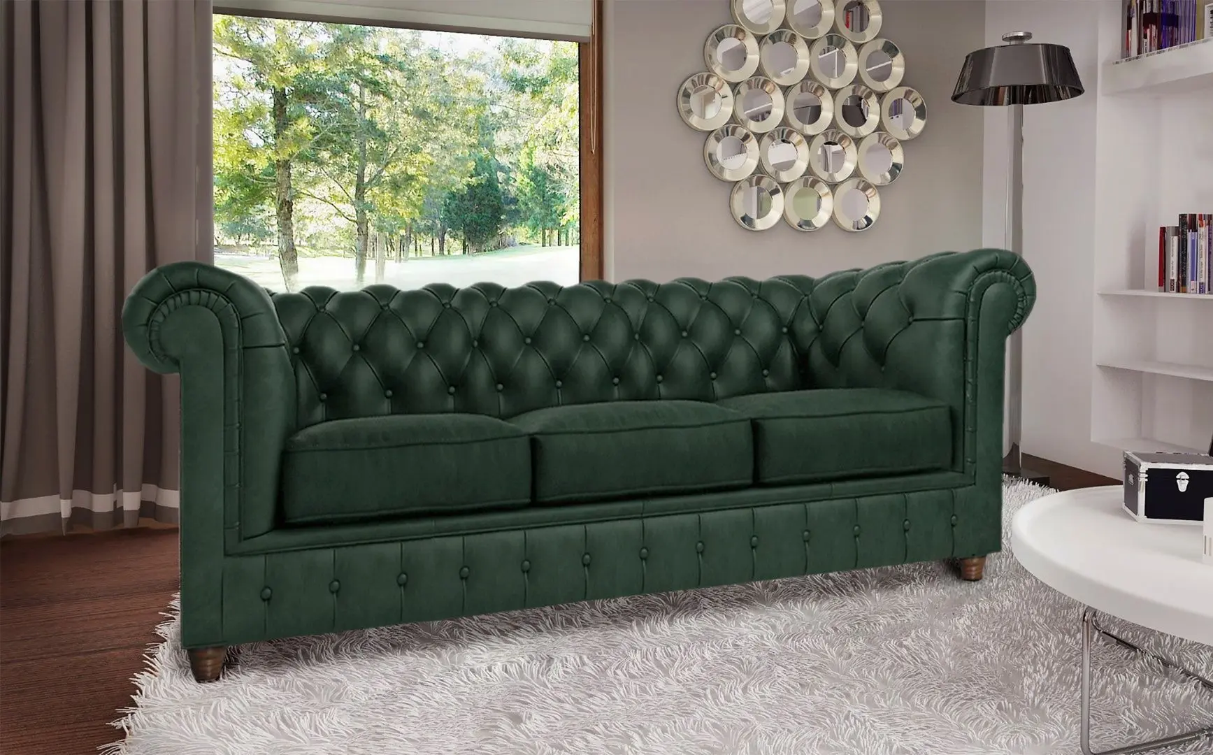 Диван раскладной Inspira Furniture Cambridge 3 Seater 140x187 Riviera 38 (Dark Green)
