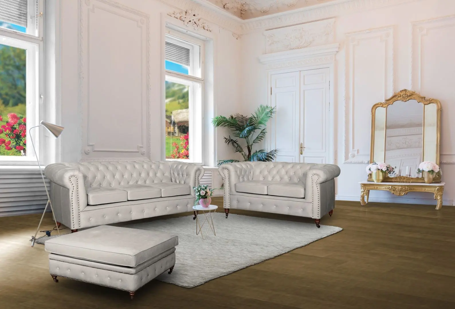 Canapea extensibila Inspira Furniture Oxford 3 Seater with Casters/York 129x187 Amore 31 (Grey)