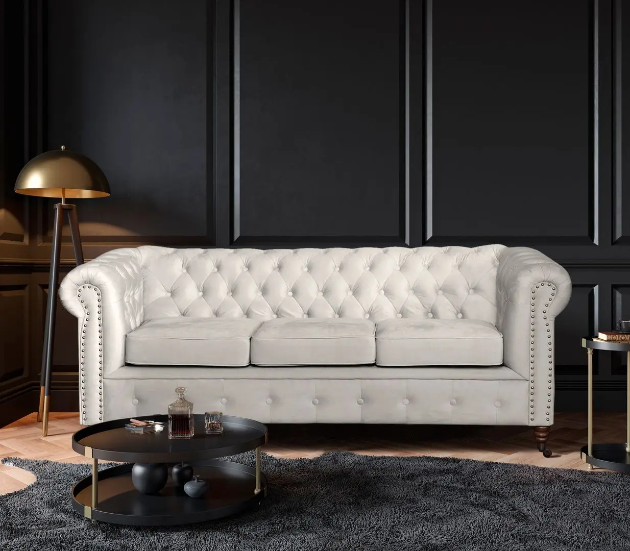 Canapea extensibila Inspira Furniture Oxford 3 Seater with Casters/York 129x187 Amore 31 (Grey)