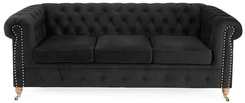 Canapea extensibila Inspira Furniture Oxford 3 Seater with Casters 129x187 Riviera 100 (Black)